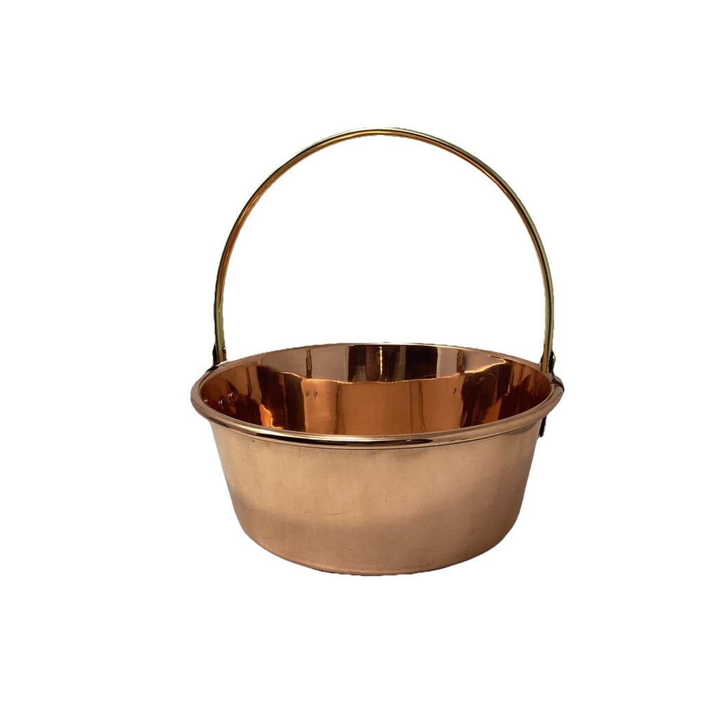 Shiny Copper Brass Jam Pan Basket Pot 14"x5.5" Unbranded Beautiful Condition